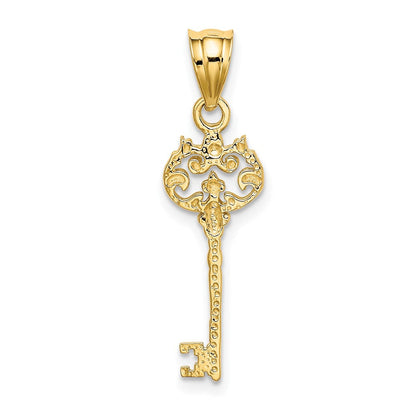 14K Gelbgold Poliert Filigran Key Charm