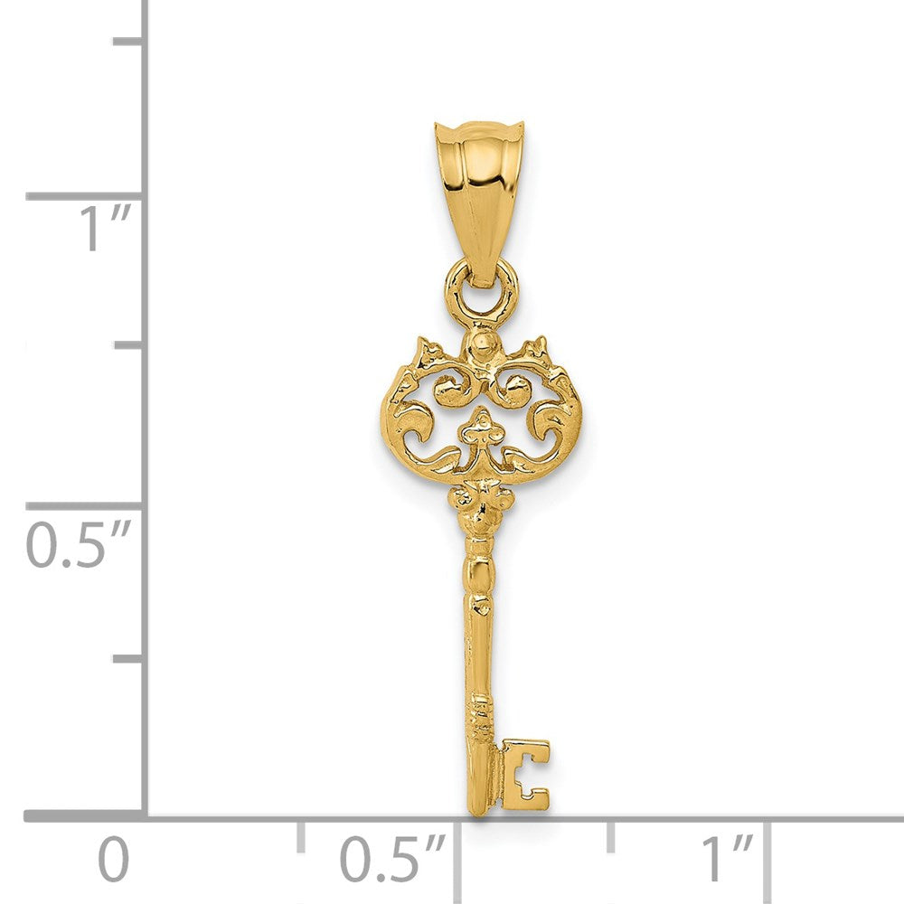 14K Gelbgold Poliert Filigran Key Charm
