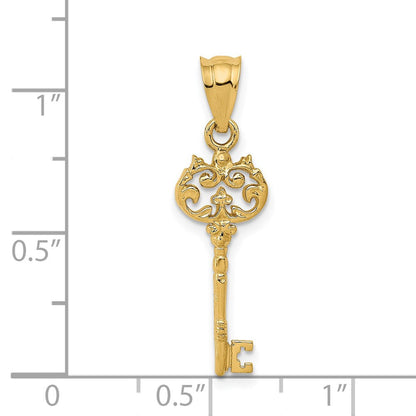 14K Gelbgold Poliert Filigran Key Charm
