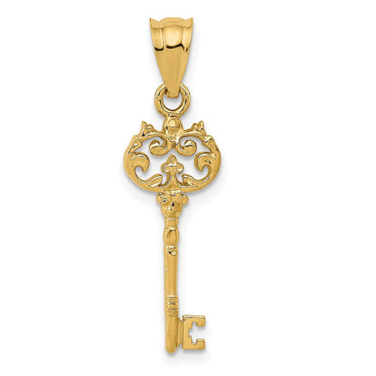 14K Gelbgold Poliert Filigran Key Charm