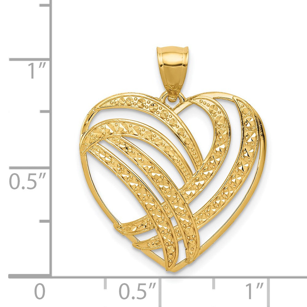 14K Gelbgold Herzanhänger, poliert, diamantiert