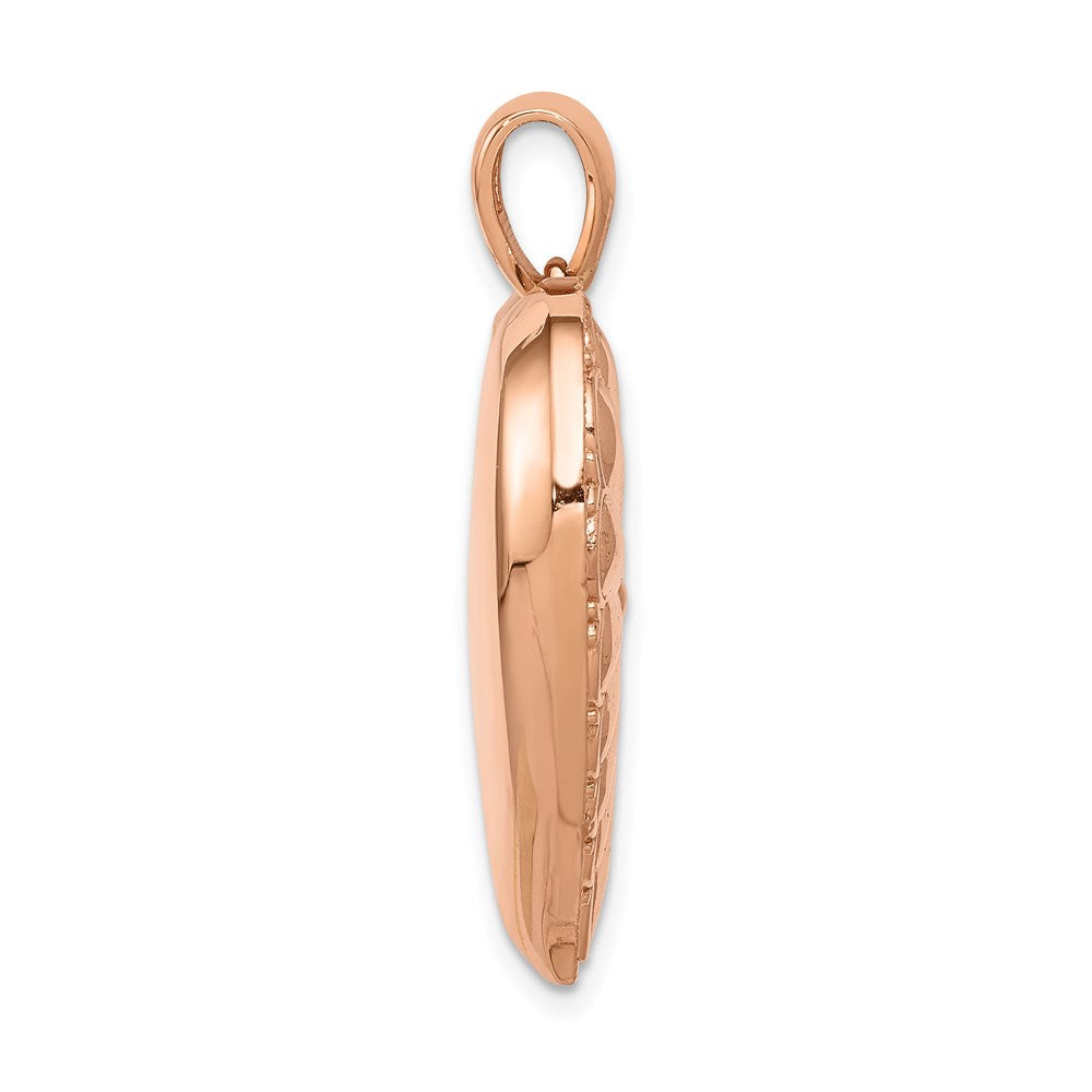 14K Bicolor-Gold Polierter Wendbarer Anhänger mit 3D-Herz und Zahnrädern innen