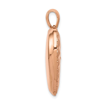 14K Bicolor-Gold Polierter Wendbarer Anhänger mit 3D-Herz und Zahnrädern innen