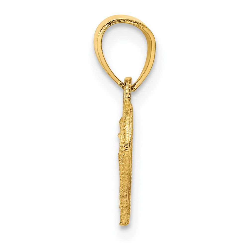 14K Gelbgold Diamantiert Lattice Herz Anhänger
