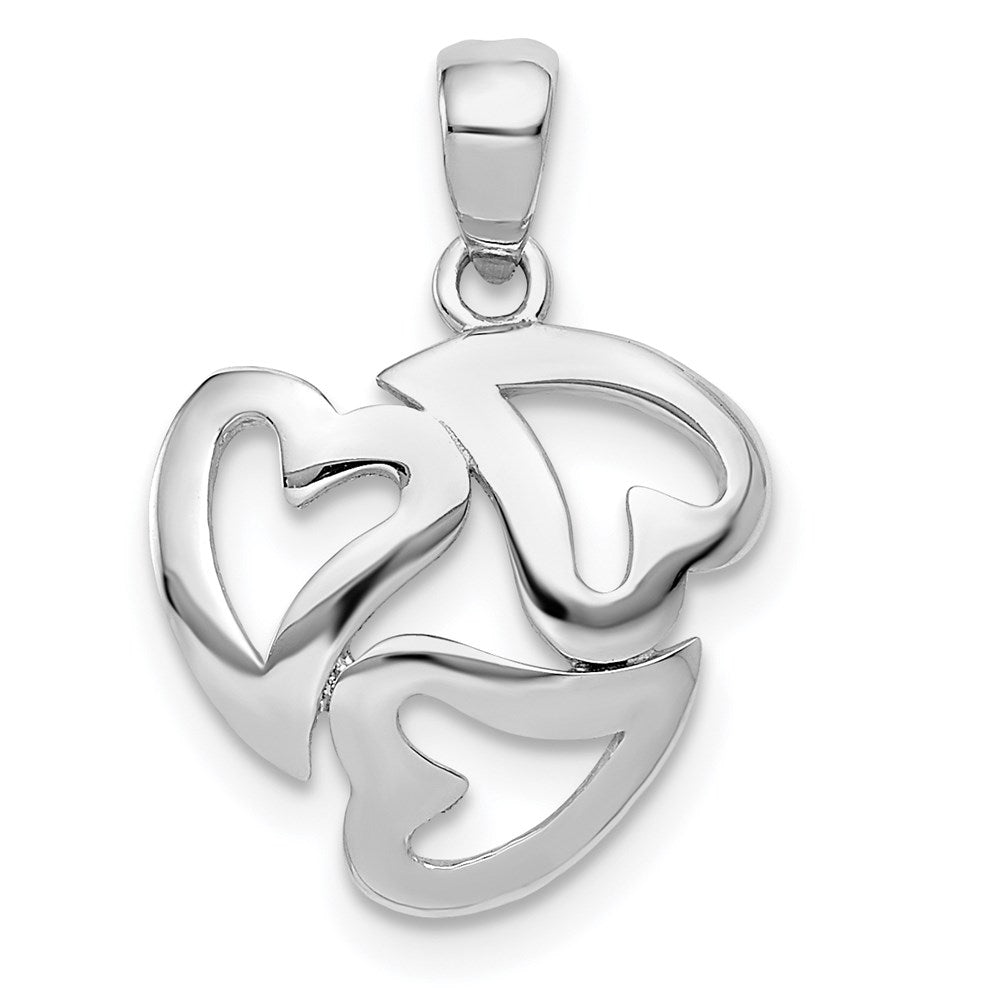 14K Weißgold Poliert Ausgeschnitten 3-heart Anhänger