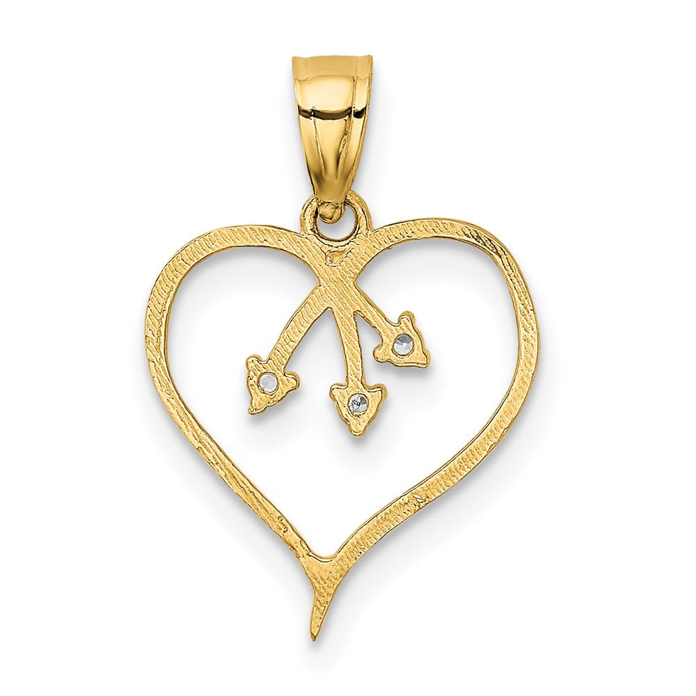14K Gelbgold 3-cz Ausgeschnitten Herz Anhänger