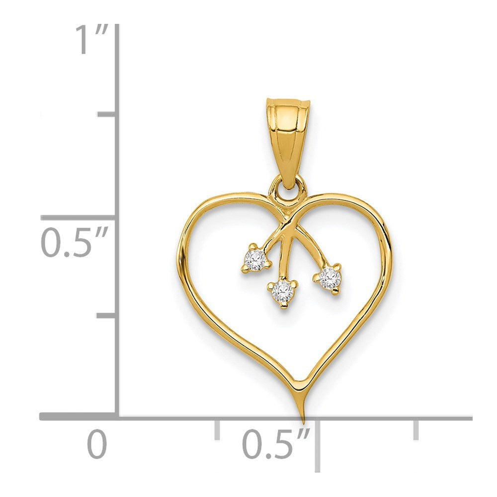 14K Gelbgold 3-cz Ausgeschnitten Herz Anhänger