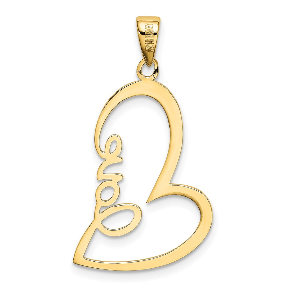 14K Gelbgold Gold polierter LOVE Herz-Anhänger