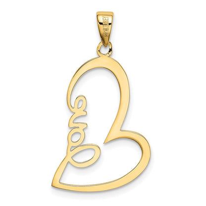 14K Gelbgold Gold polierter LOVE Herz-Anhänger