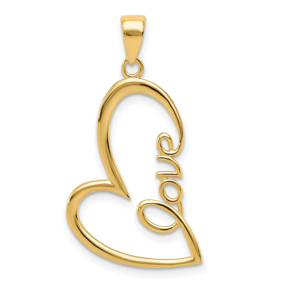 14K Gelbgold Gold polierter LOVE Herz-Anhänger