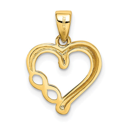 14K Gelb & Rhodium mit Weiß Unendlichkeit Herz Anhänger