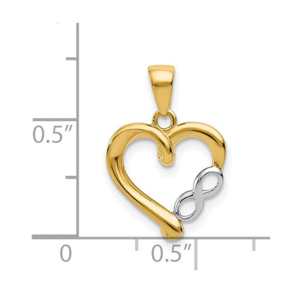 14K Gelb & Rhodium mit Weiß Unendlichkeit Herz Anhänger