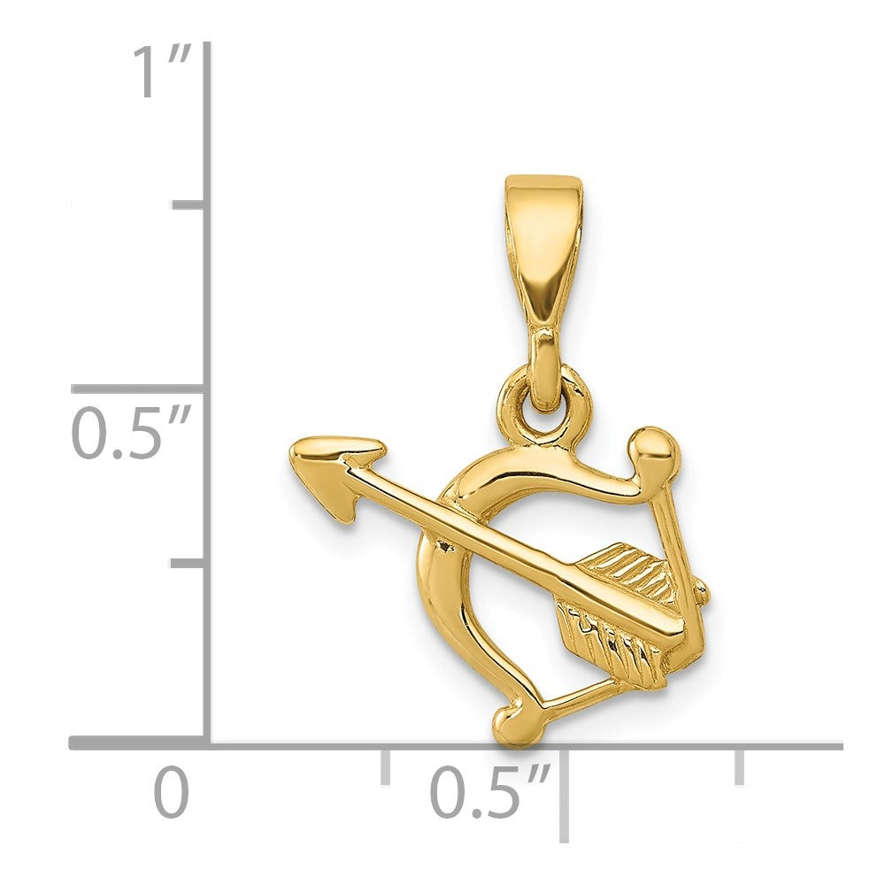 14K Gelbgold Poliert Schleife und Pfeil Anhänger