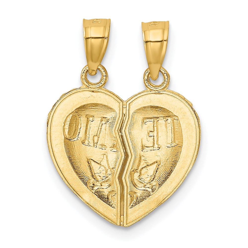 14K Gelbgold Break Apart Diamantiert Te Amo Herz Anhänger