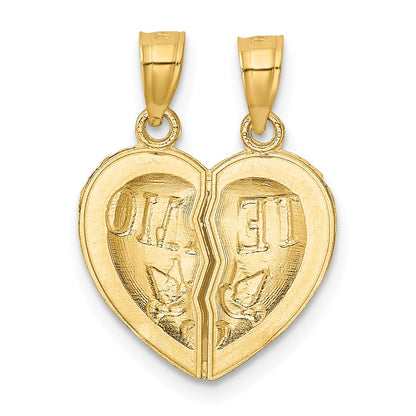 14K Gelbgold Break Apart Diamantiert Te Amo Herz Anhänger