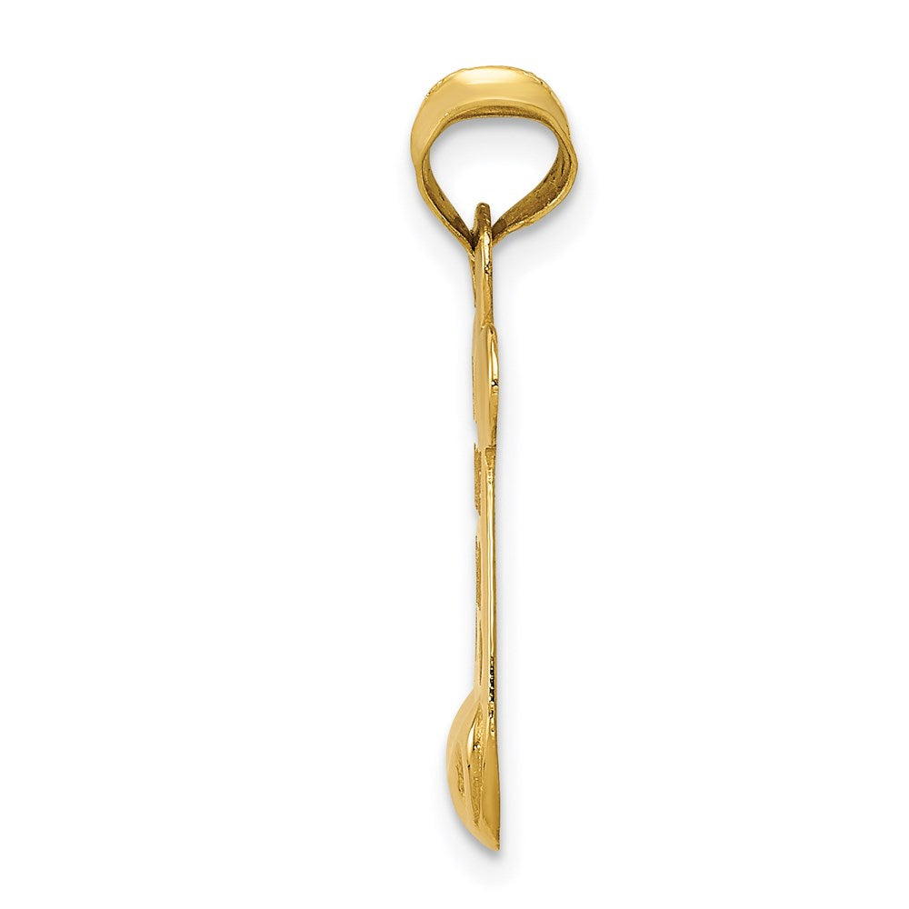 14K Gelbgold Poliert/textured I Liebe You Anhänger