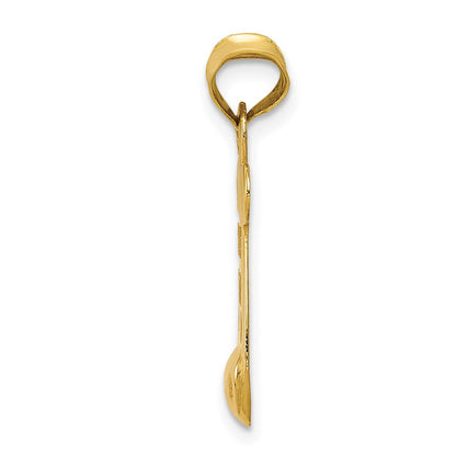 14K Gelbgold Poliert/textured I Liebe You Anhänger