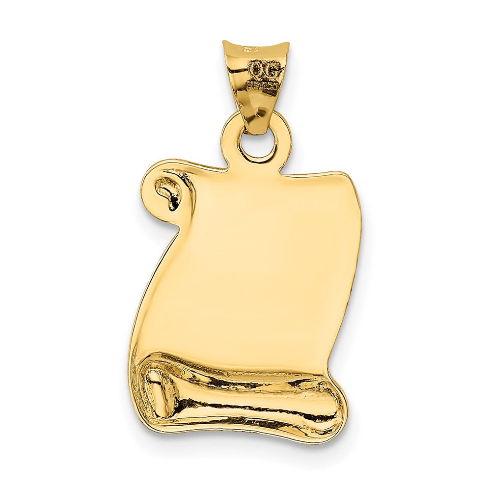 14K Gelbgold Poliert/textured I Liebe You Anhänger