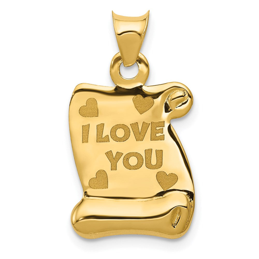 14K Gelbgold Poliert/textured I Liebe You Anhänger