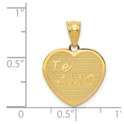 14K Gelbgold Poliert Te Amo Herz-Anhänger