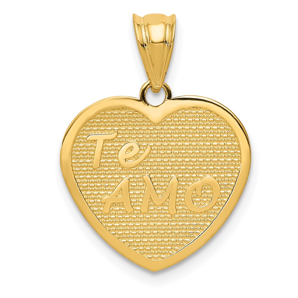 14K Gelbgold Poliert Te Amo Herz-Anhänger
