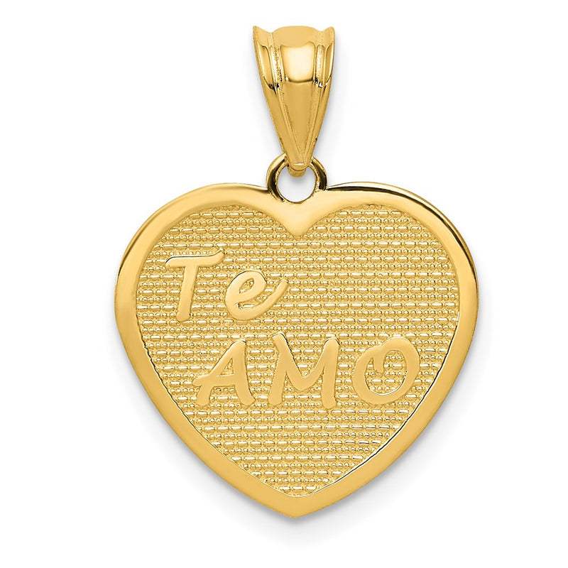 14K Gelbgold Poliert Te Amo Herz-Anhänger