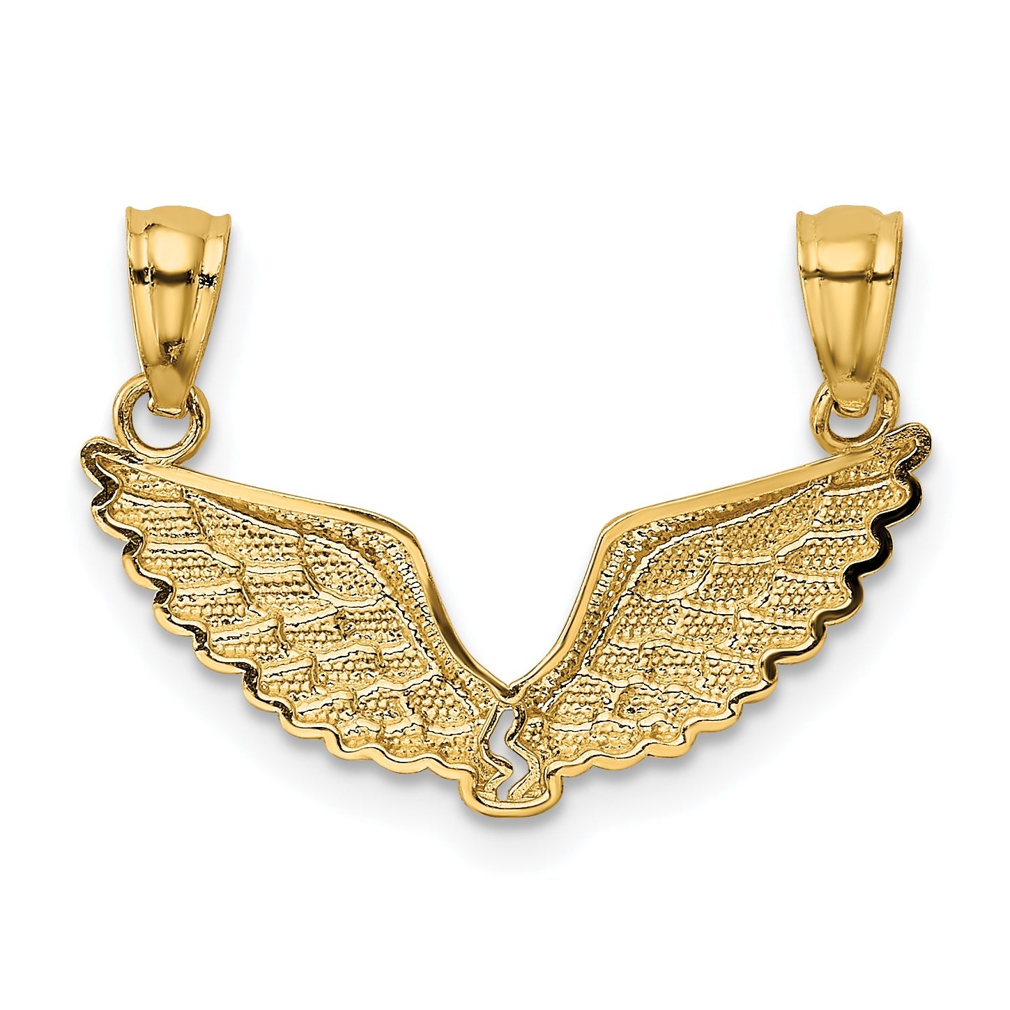 14K Gelbgold Poliert 2 Stück Break Apart Engel Flügel Pendants