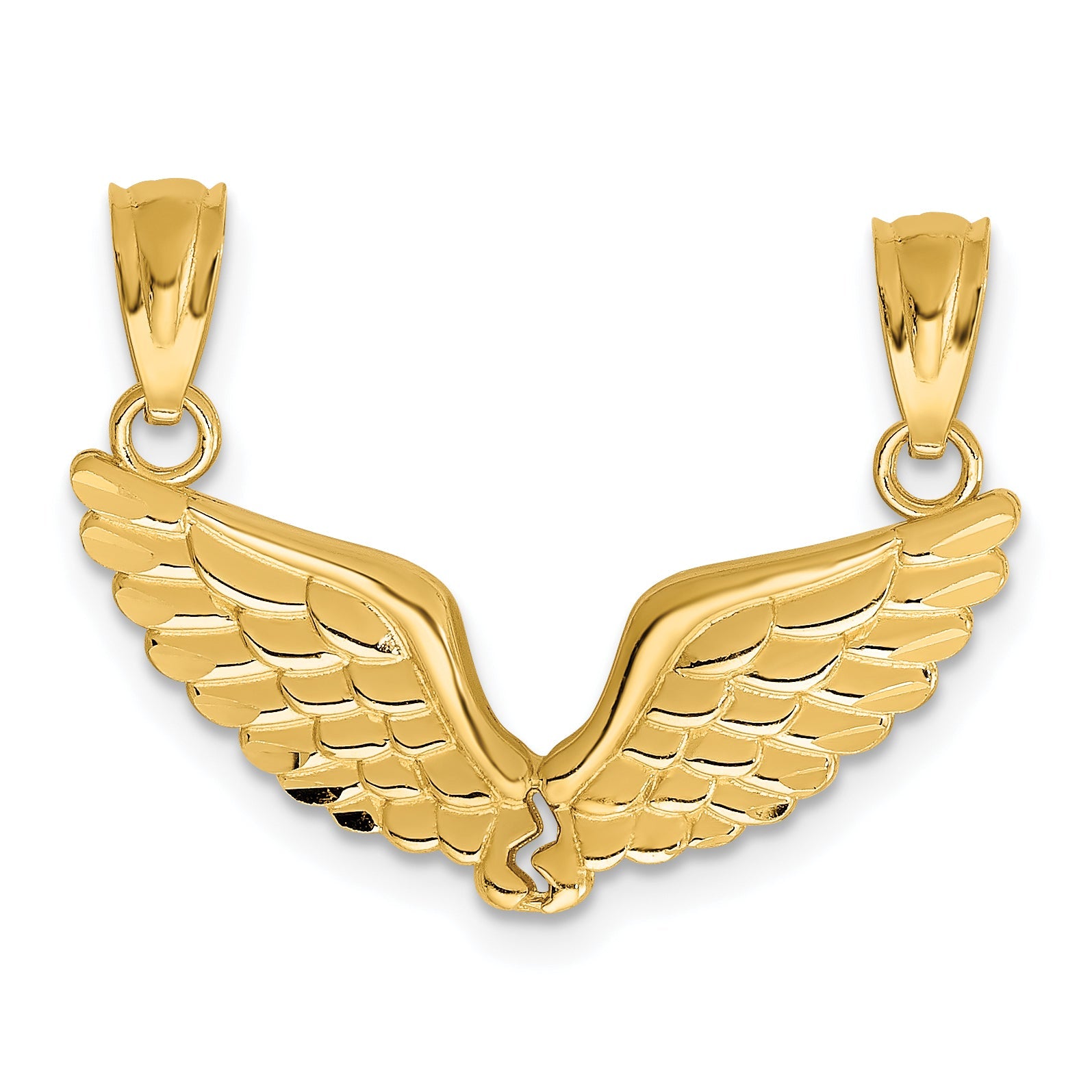 14K Gelbgold Poliert 2 Stück Break Apart Engel Flügel Pendants