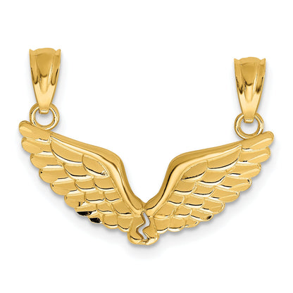 14K Gelbgold Poliert 2 Stück Break Apart Engel Flügel Pendants