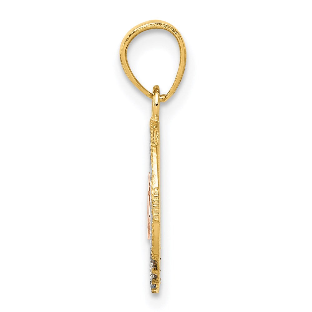 14K Bicolor mit Weiß Rhodium Zirkonia 15 Anhänger