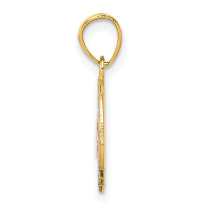 14K Bicolor mit Weiß Rhodium Zirkonia 15 Anhänger