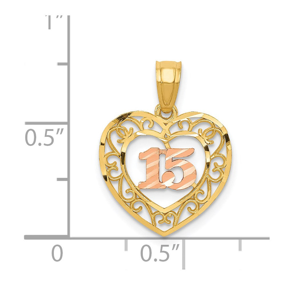 14K Bicolor Diamantiert 15 Anhänger