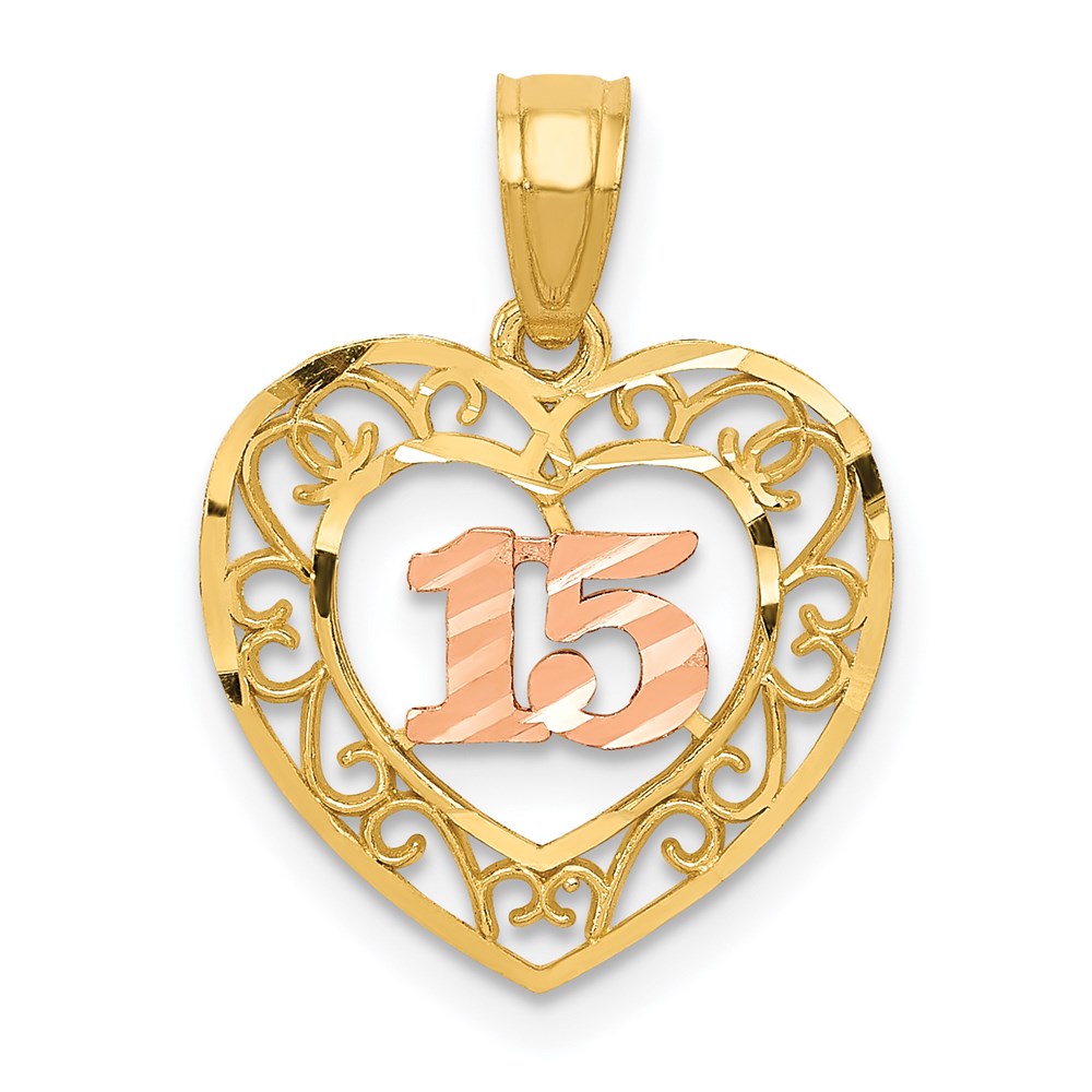 14K Bicolor Diamantiert 15 Anhänger