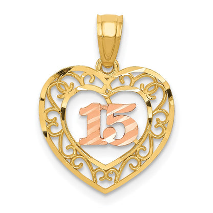 14K Bicolor Diamantiert 15 Anhänger