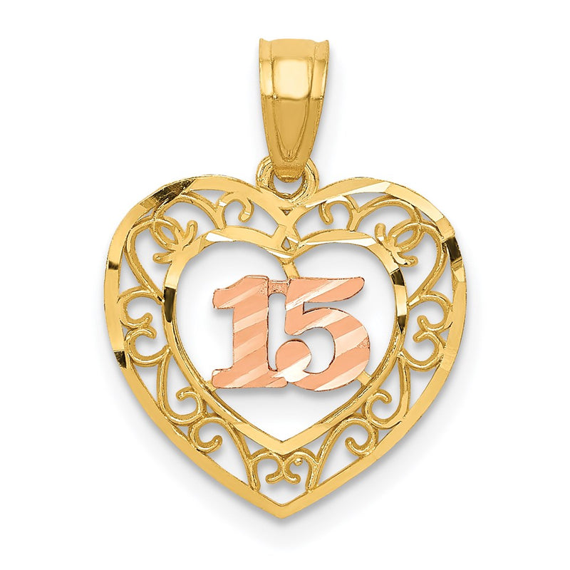 14K Bicolor Diamantiert 15 Anhänger