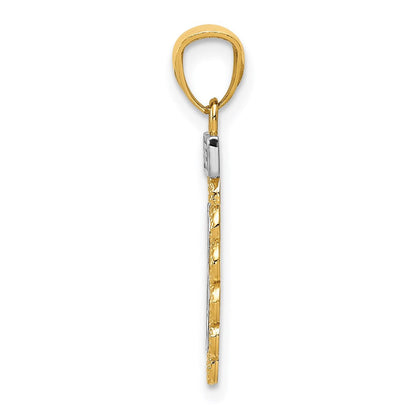 14K Gelb & Rhodium mit Rhodium Süß 16 mit Filigran Anhänger