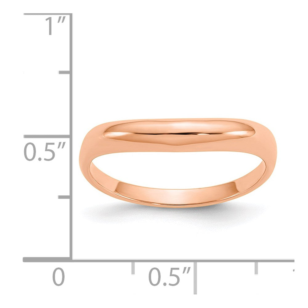 14K Roségold polierter stapelbarer Wellen-Ring