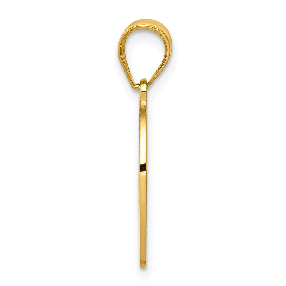 14K Gelbgold Polierter Wendbarer Herzanhänger "Mom I Love You"/Kreuz