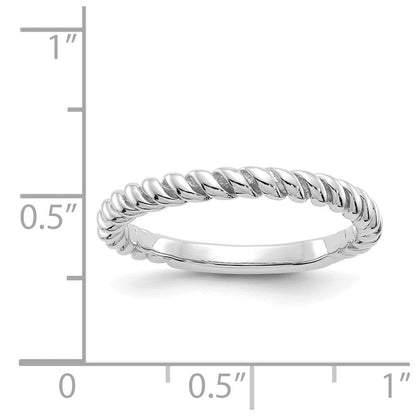 14K Weißgold poliert gewundener Ring