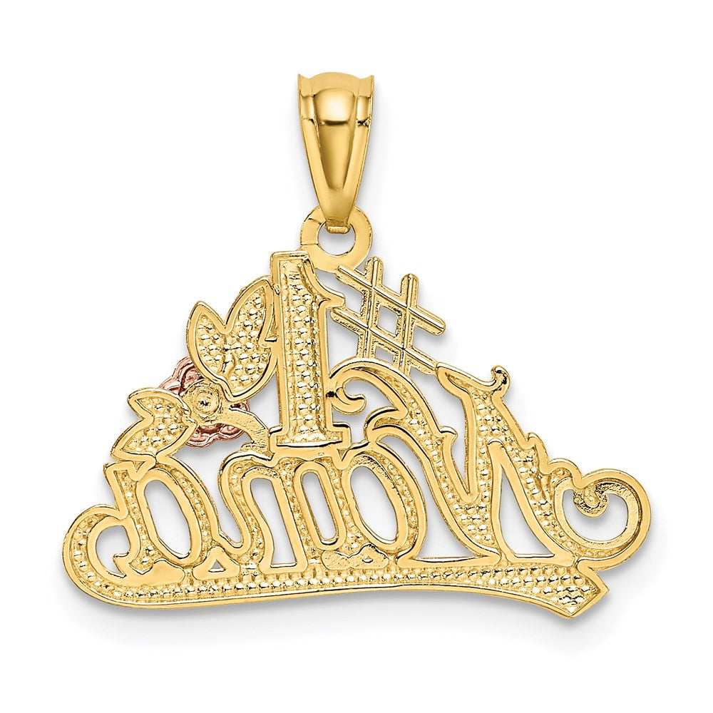 14K Bicolor mit Weiß Rhodium Dc #1 Nana mit Rose Anhänger