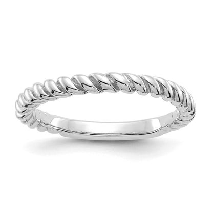 14K Weißgold poliert gewundener Ring
