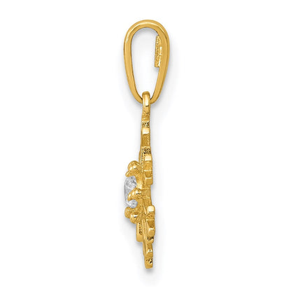 14K Gelbgold Poliert Zirkonia Schneeflocke Charm