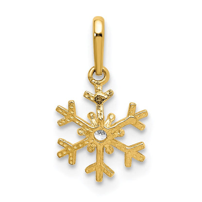 14K Gelbgold Poliert Zirkonia Schneeflocke Charm
