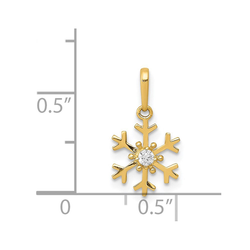 14K Gelbgold Poliert Zirkonia Schneeflocke Charm