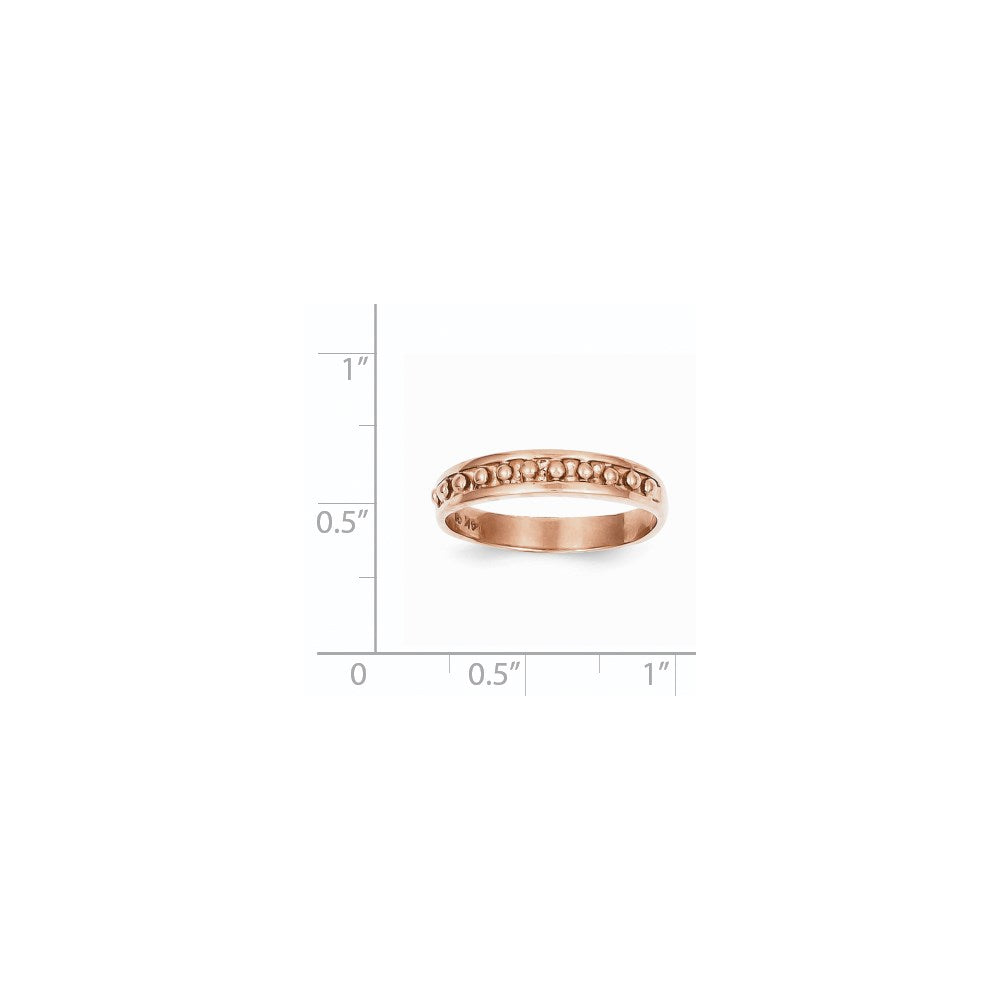 14K Roségold Ring mit Perlrand, poliert