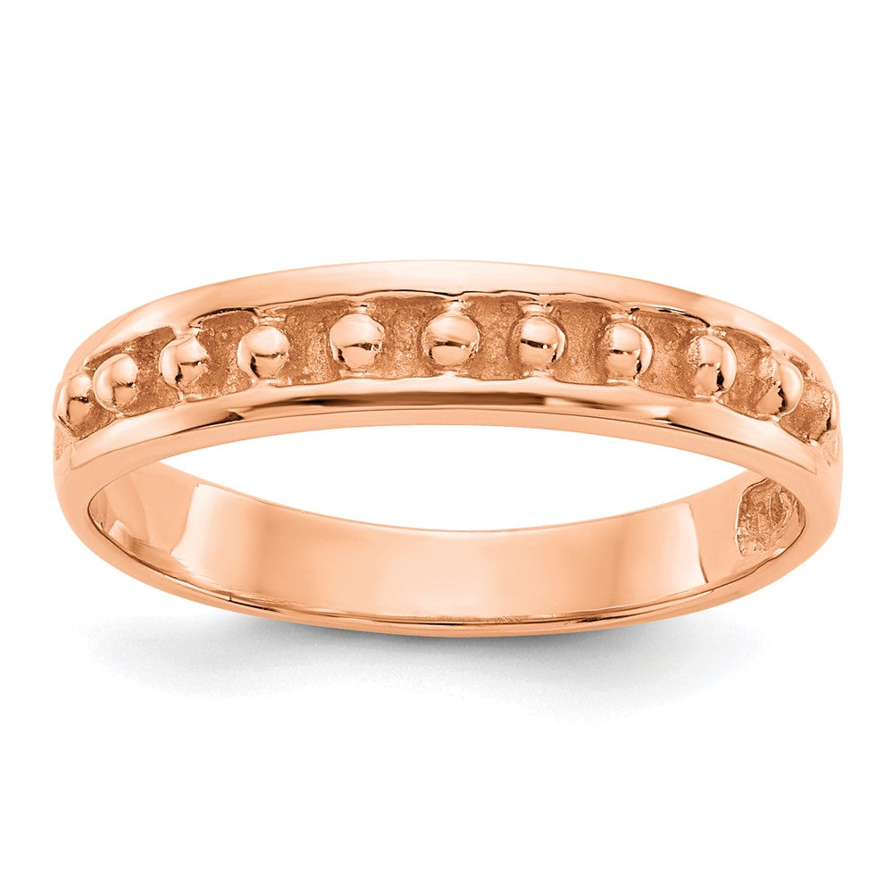 14K Roségold Ring mit Perlrand, poliert