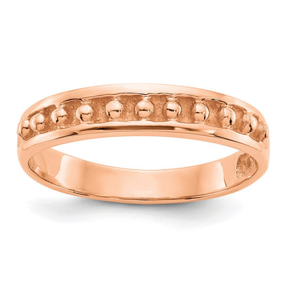 14K Roségold Ring mit Perlrand, poliert