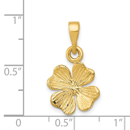 14 Karat Gelbgold Anhänger, poliert und strukturiert, Vierblättriges Kleeblatt