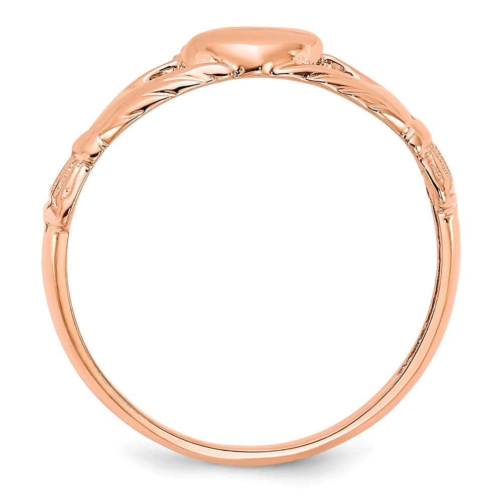 14K Roségold Polierter Claddagh-Ring