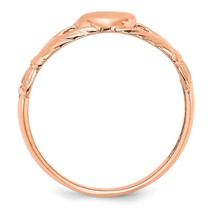 14K Roségold Polierter Claddagh-Ring